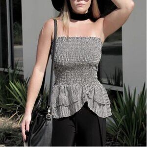 Madewell Smocked Ruffle Skirt Shirt 100% Silk Size XXS